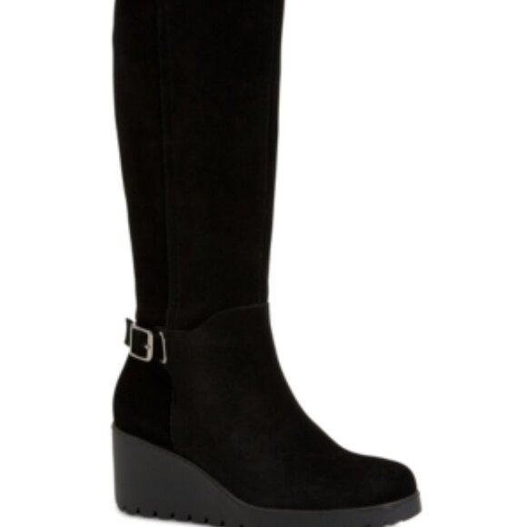 NIB Giani Bernini Sannaa Wedge Boots 7.5 WC Black Suede - Picture 1 of 2